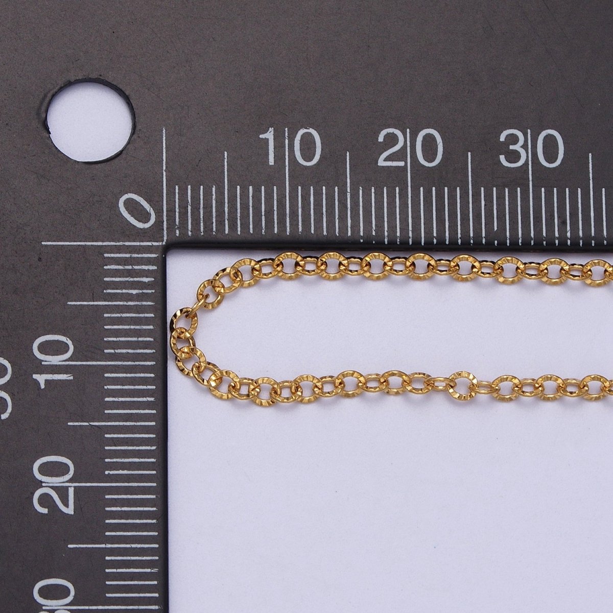 24K Gold Filled 2.2mm Sunburst Rolo Cable Unfinished Textured Chain in Gold & Silver | ROLL-937 ROLL-938 Clearance Pricing