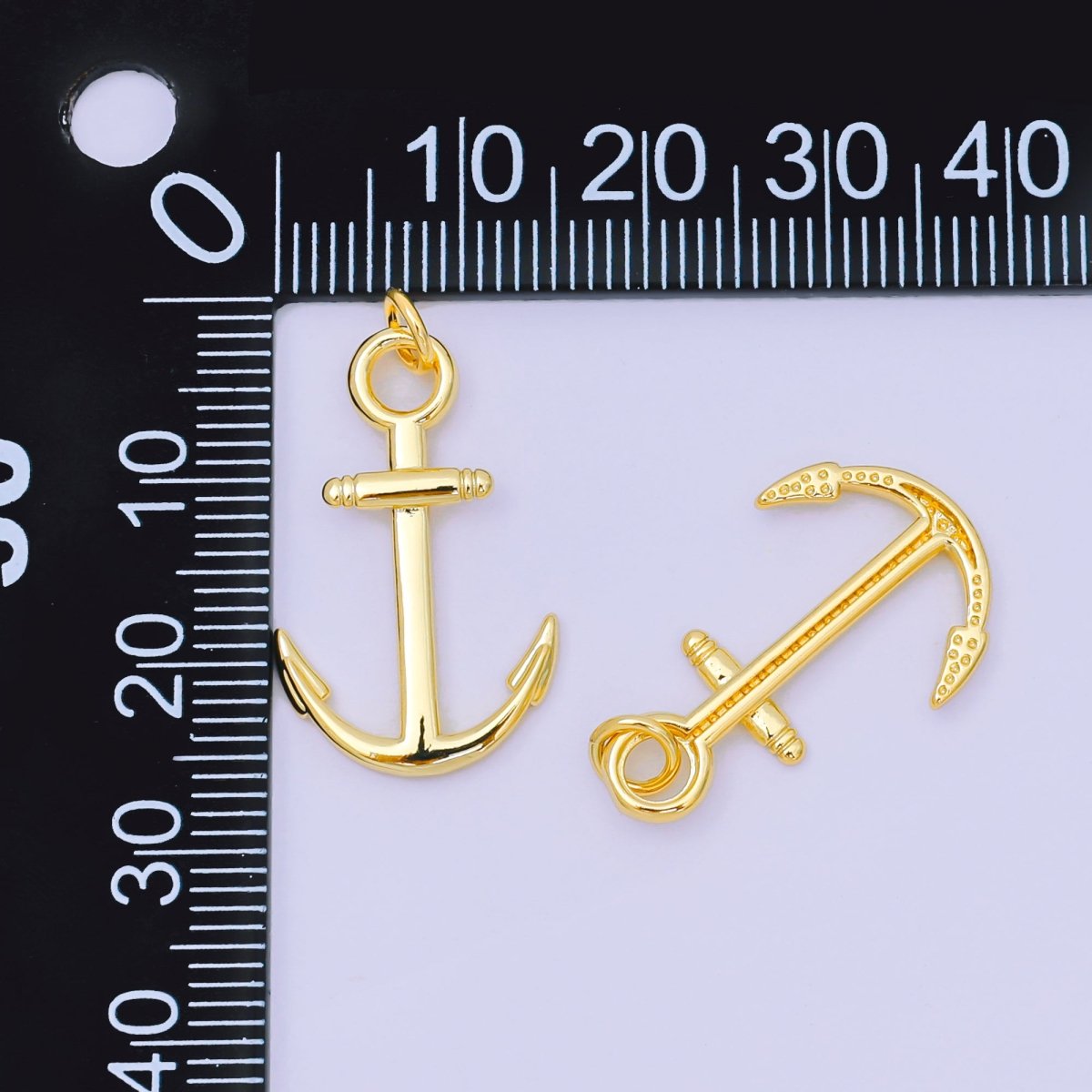 24K Gold Filled 24mm Minimalist Sea Drift Ship Anchor Charm | AH644