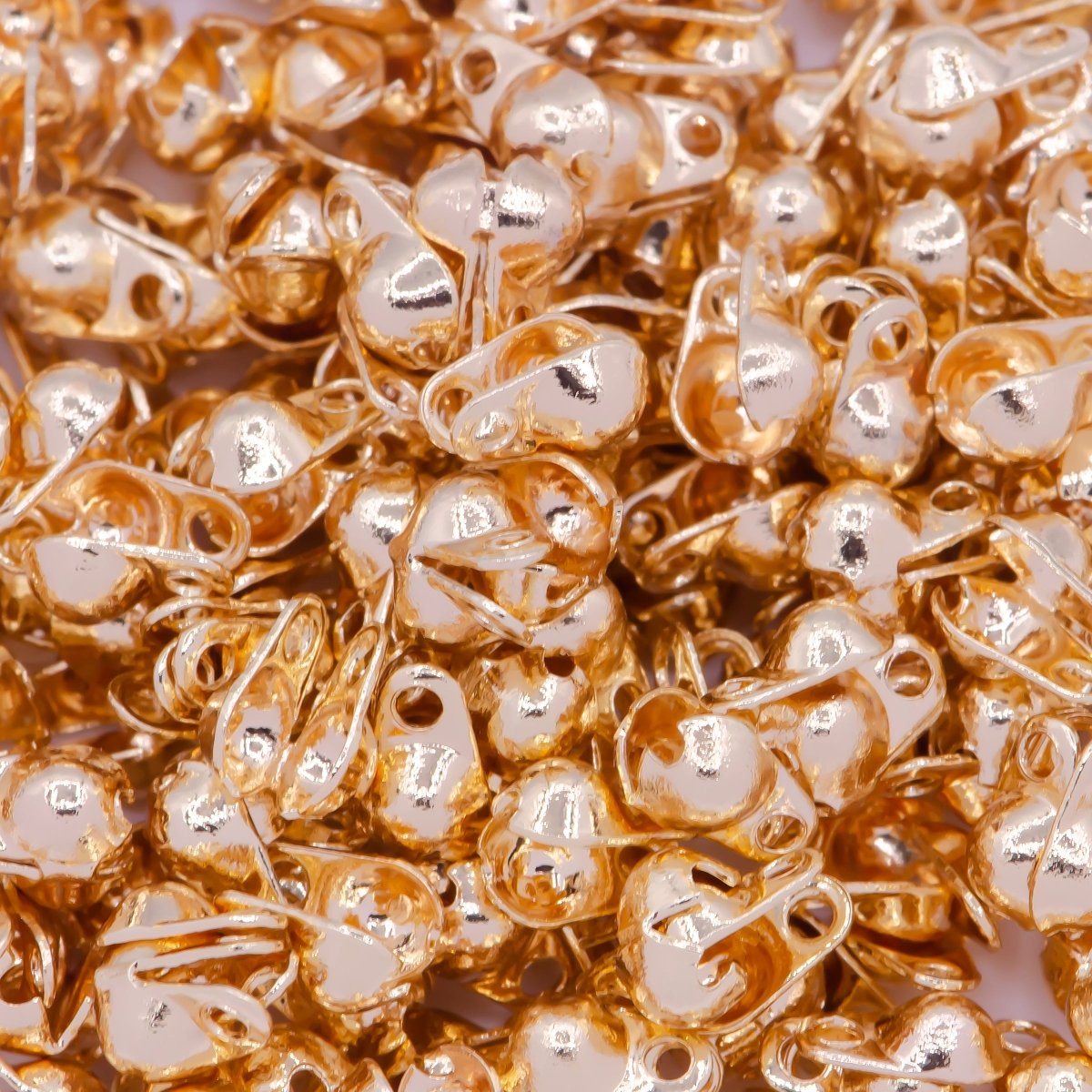 24K Gold Filled 2.5mm Side Fold Clamshell Bead Tip Knot Cover Supply  L-843