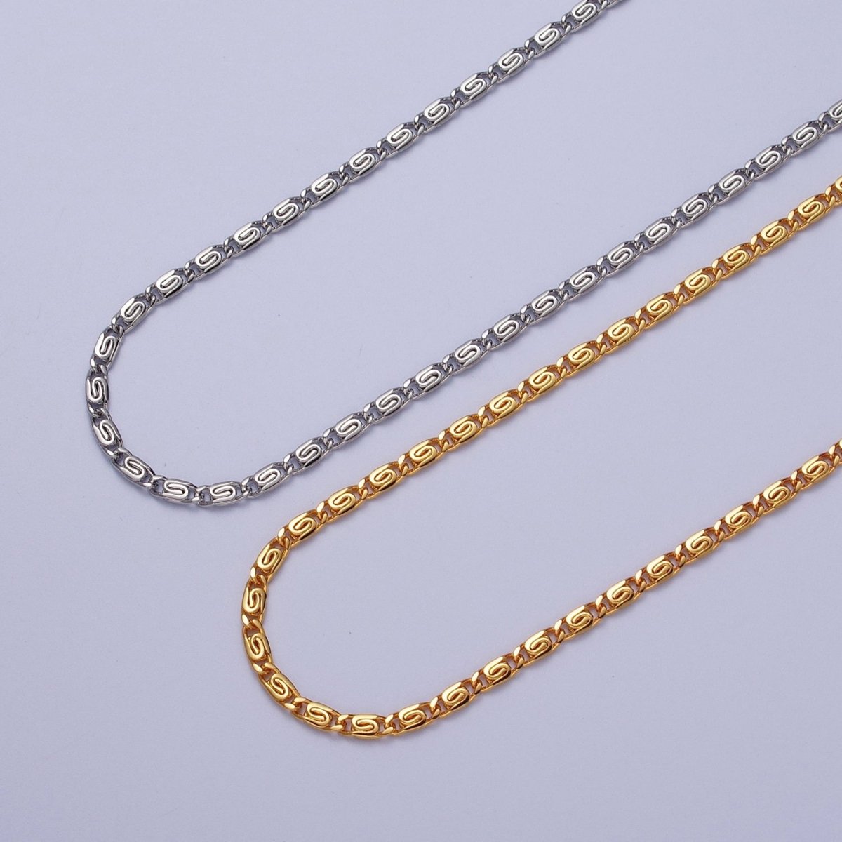 24K Gold Filled 2.5mm Snail Scroll Chain 17.5, 18.5, 19 Inches Necklace in Gold & Silver | WA-1265 - WA-1270 Clearance Pricing