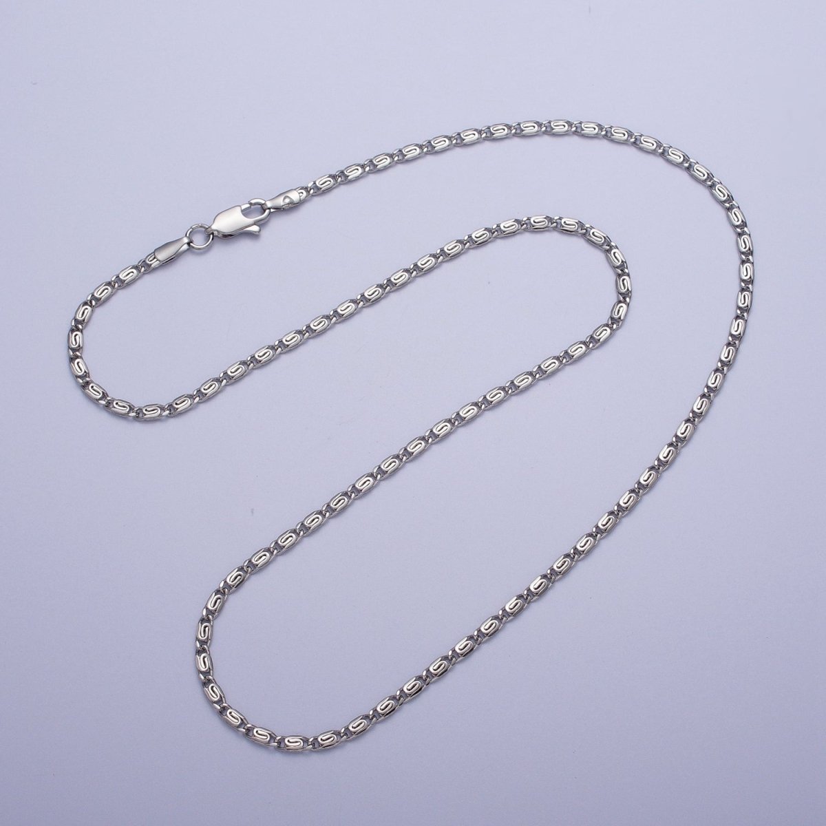 24K Gold Filled 2.5mm Snail Scroll Chain 17.5, 18.5, 19 Inches Necklace in Gold & Silver | WA-1265 - WA-1270 Clearance Pricing