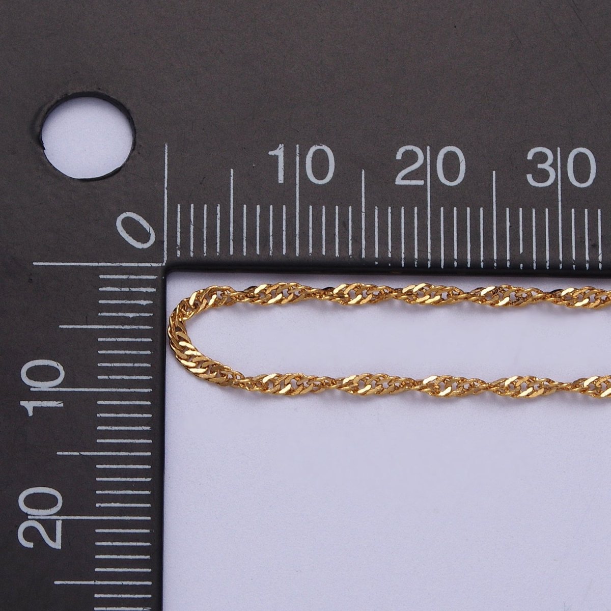 24K Gold Filled 1.7mm Width Singapore Twist Unfinished Chain in Gold & Silver | ROLL-901, ROLL-902 Clearance Pricing