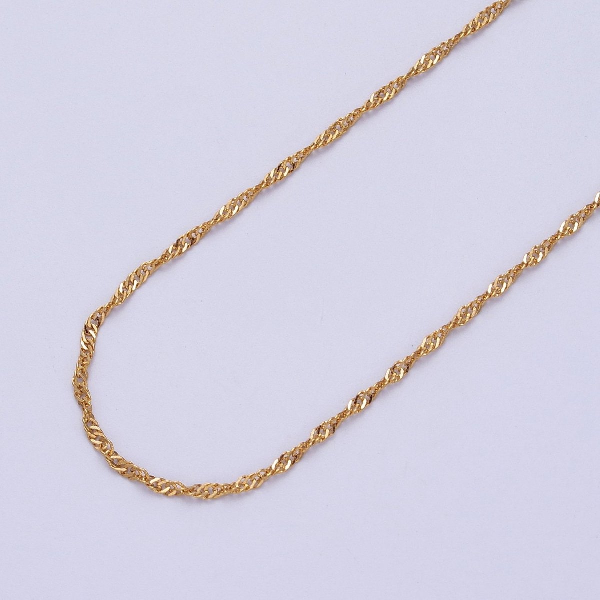 24K Gold Filled 1.7mm Width Singapore Twist Unfinished Chain in Gold & Silver | ROLL-901, ROLL-902 Clearance Pricing