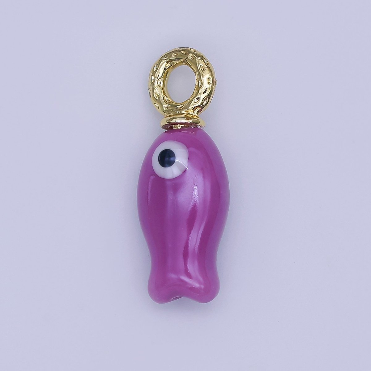 24K Gold Filled 30mm Enamel Fish Sea Animal Ceramic Drop Charm | X794 - X801