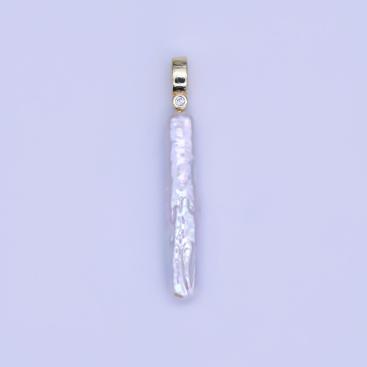 24K Gold Filled 32mm Freshwater Pearl Long Toothpick-Shaped Pendant | P-1713