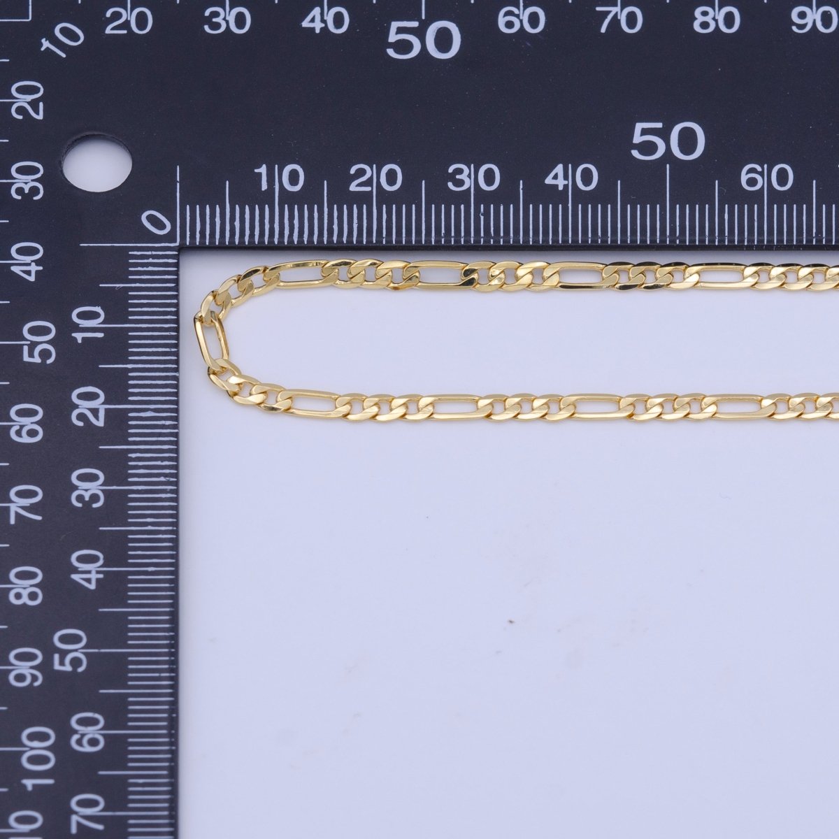 24K Gold Filled 3.3mm Flat Figaro Unfinished Wholesale Chain by Yard | ROLL-1012 Clearance Pricing