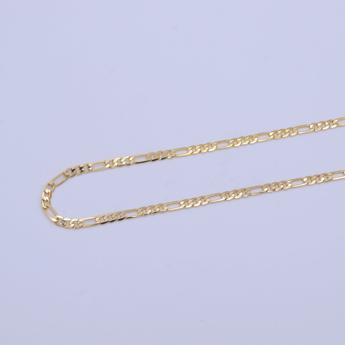 24K Gold Filled 3.3mm Flat Figaro Unfinished Wholesale Chain by Yard | ROLL-1012 Clearance Pricing