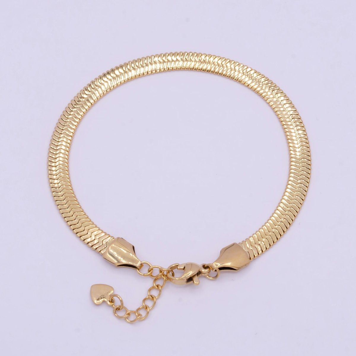 24K Gold Filled 3mm, 4mm, 5mm Herringbone Chain 7 Inch Bracelet | WA-928 WA-929 WA-927 Clearance Pricing