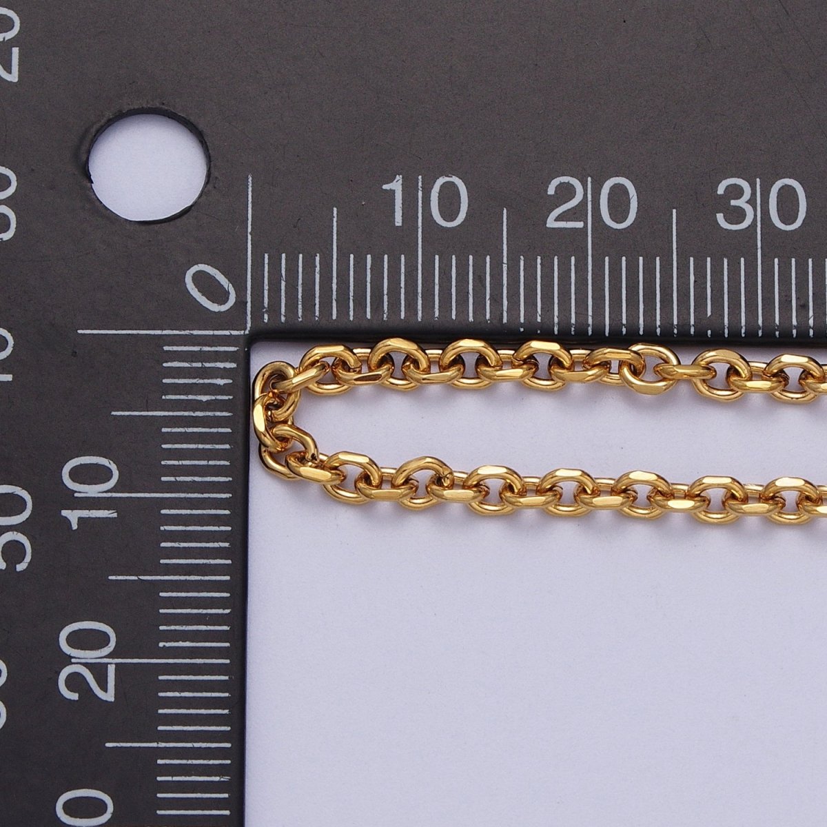 24K Gold Filled 3mm Flat Cable Link Gold, Silver Unfinished Chain | ROLL-889, ROLL-890 Clearance Pricing
