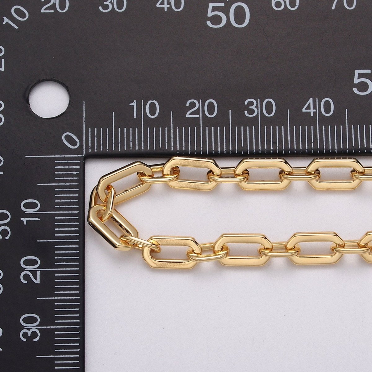 24k Gold Filled 5.5mm Hexagonal PaperClip Cable Link Unfinished Chain in Gold & Silver | ROLL-1122 ROLL-1205 Clearance Pricing