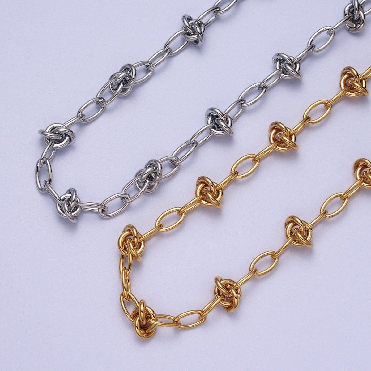 24K Gold Filled 8mm, 13mm Geometric Knot Paperclip Unfinished Chain in Gold & Silver | ROLL-00994 ROLL-00995, ROLL-00960 ROLL-00961 Clearance Pricing