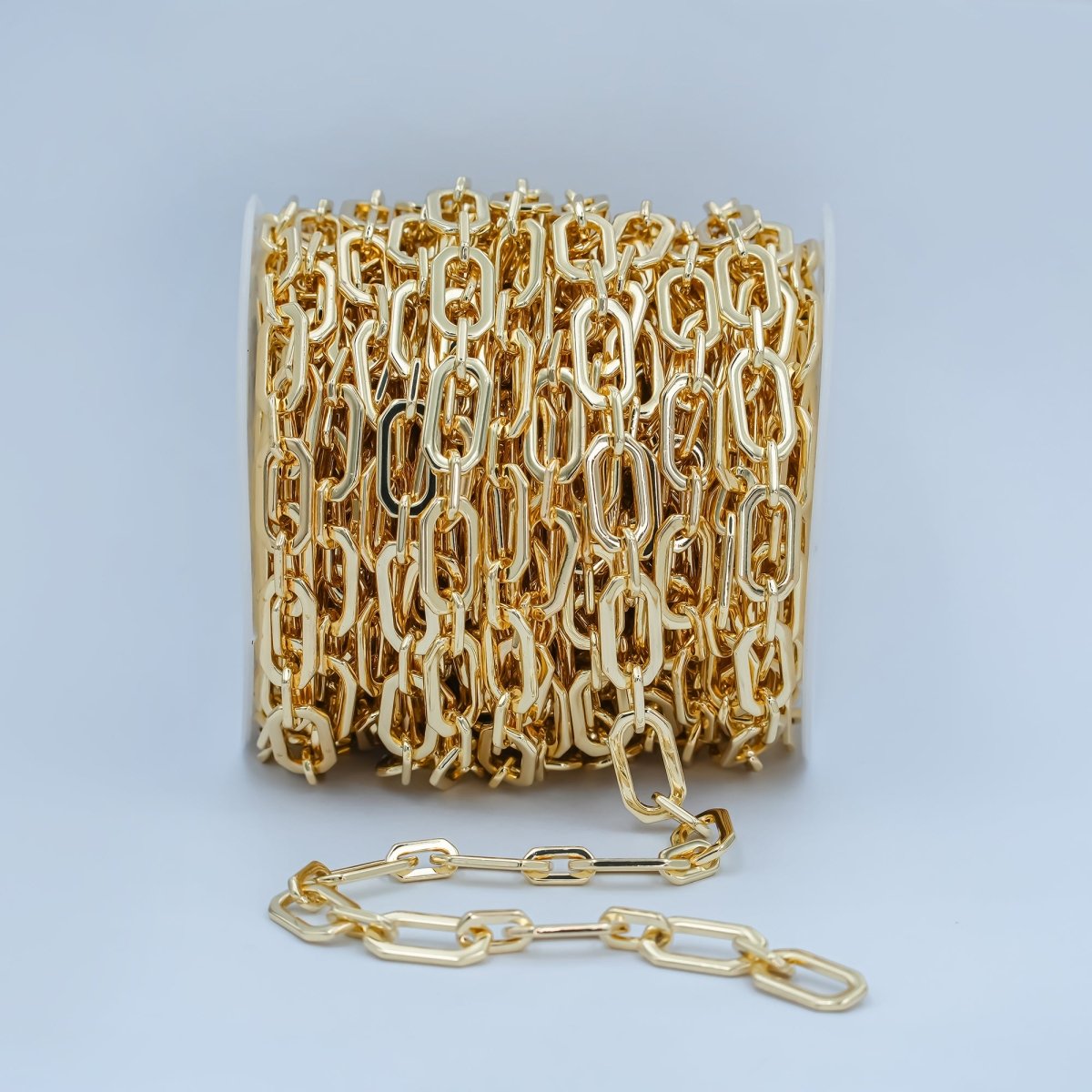 24K Gold Filled 9mm Paperclip Hexagonal Unique Statement Unfinished Chain For Jewelry Making | ROLL-1345