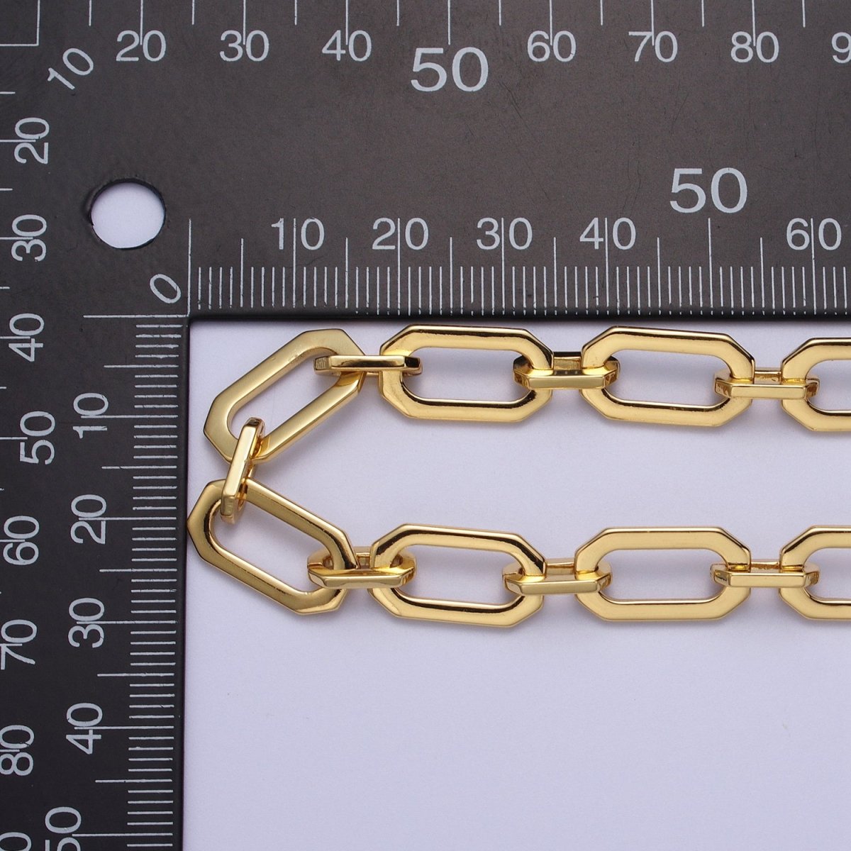 24K Gold Filled 9mm Paperclip Hexagonal Unique Statement Unfinished Chain For Jewelry Making | ROLL-1345