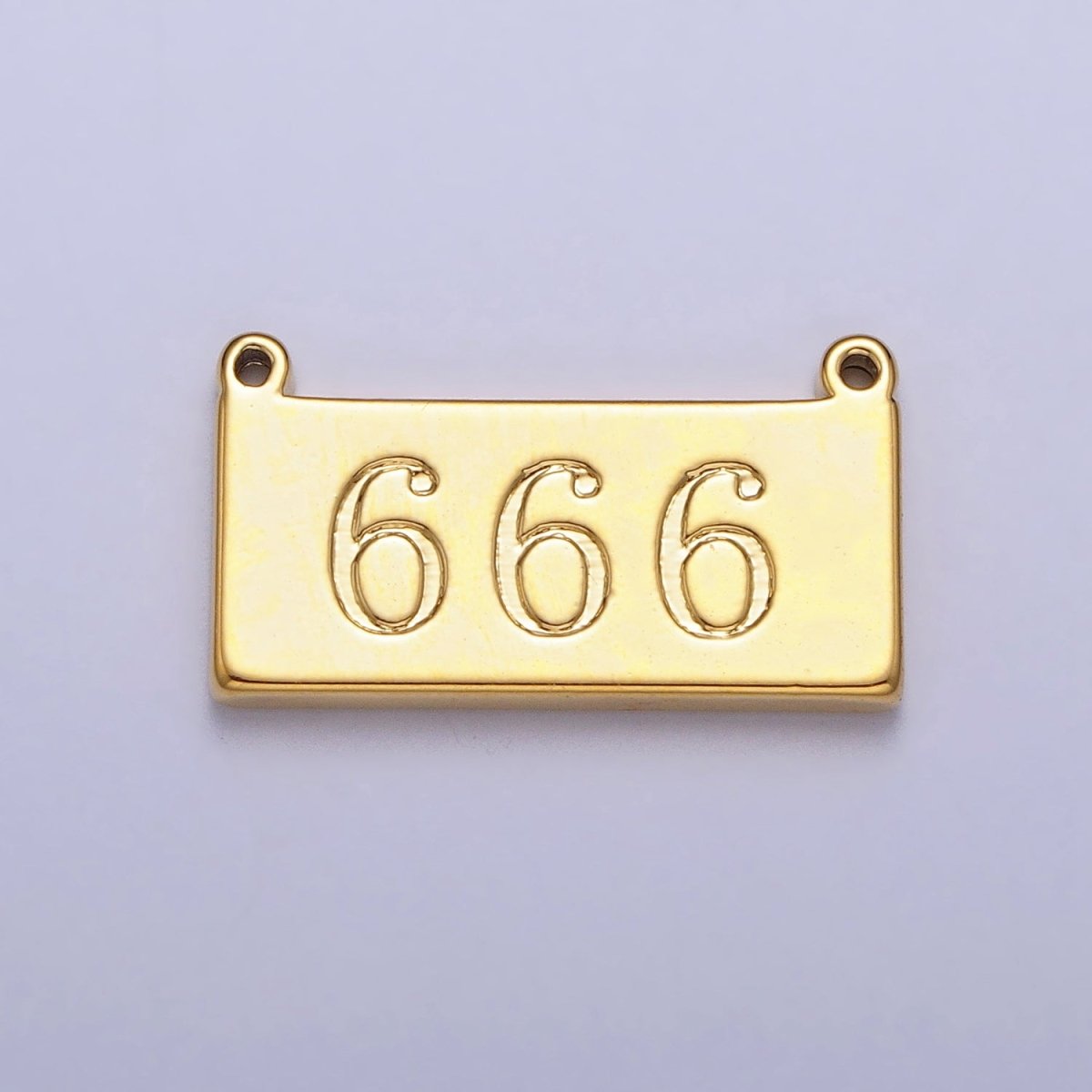 24K Gold Filled Angel Number Numerology Engraved Rectangular Tag Charm Connector | G610-615