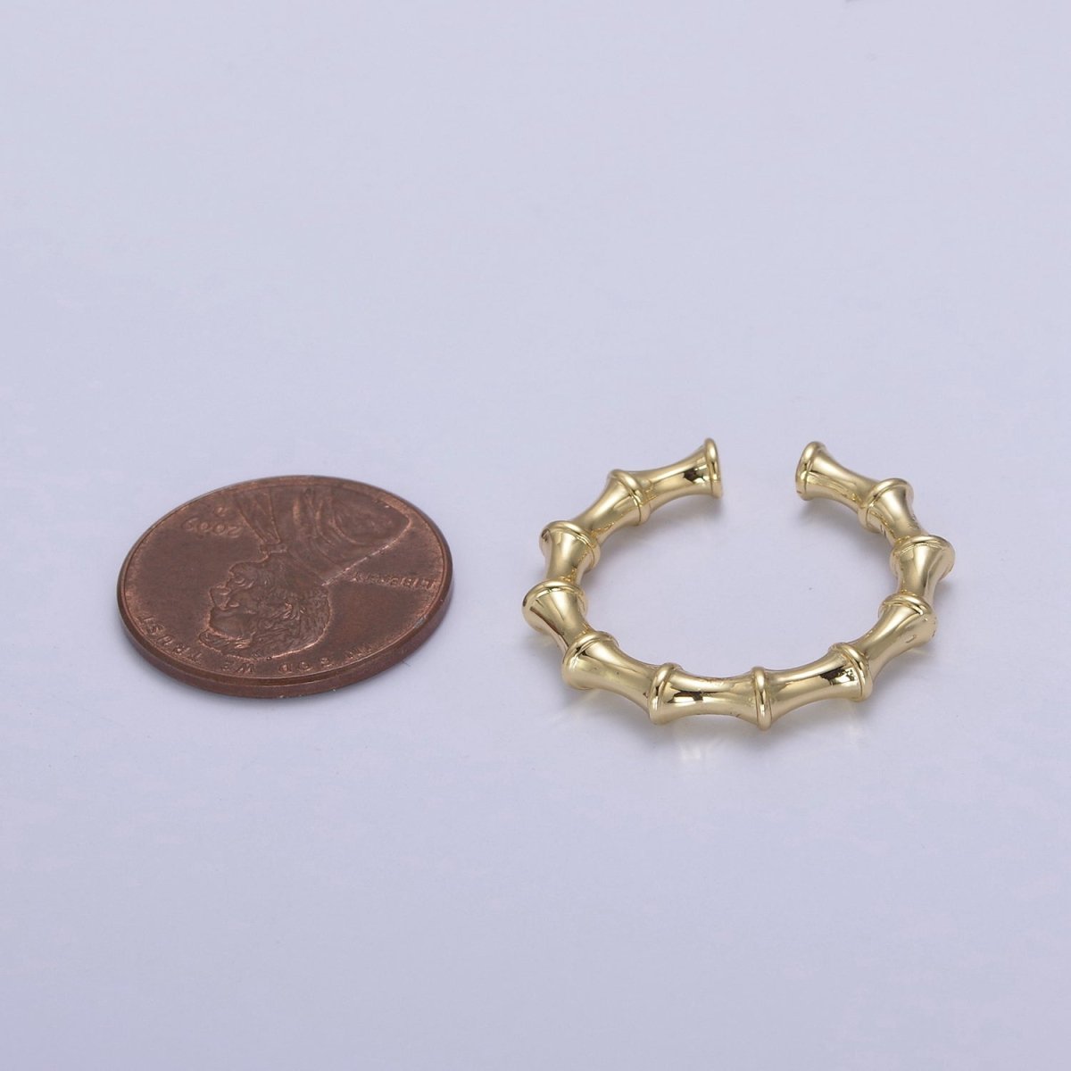 24K Gold Filled Bamboo Rings, Minimalist Nature Plant Bamboo Adjustable Ring in Gold & Silver, U-537 U-538