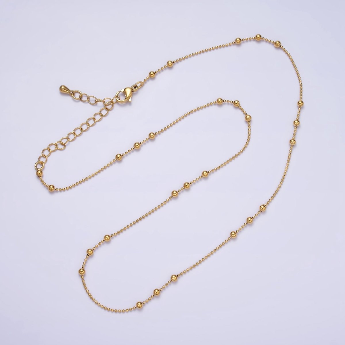 24k Gold Filled Beaded Satellite Chain Gold Filled Silver Chain Simple Everyday Layering Necklace 15.75 Inch | WA-1855 WA-1856 Clearance Pricing