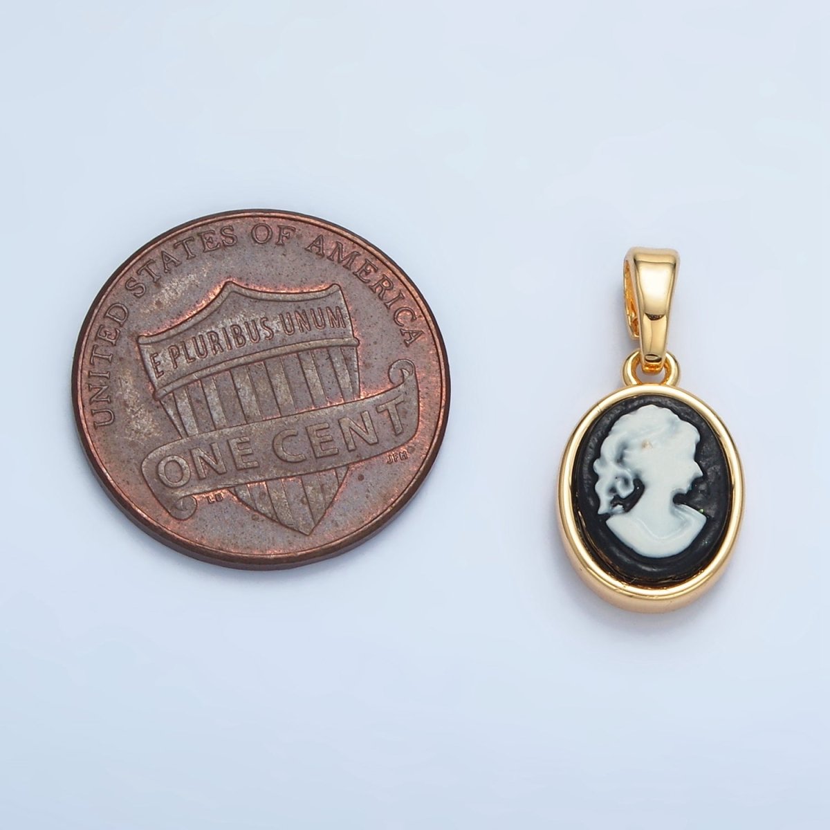 24K Gold Filled Black, Blue, Pink, Peach Agate Woman Girl Portrait Oval Pendant | AA120 AA121