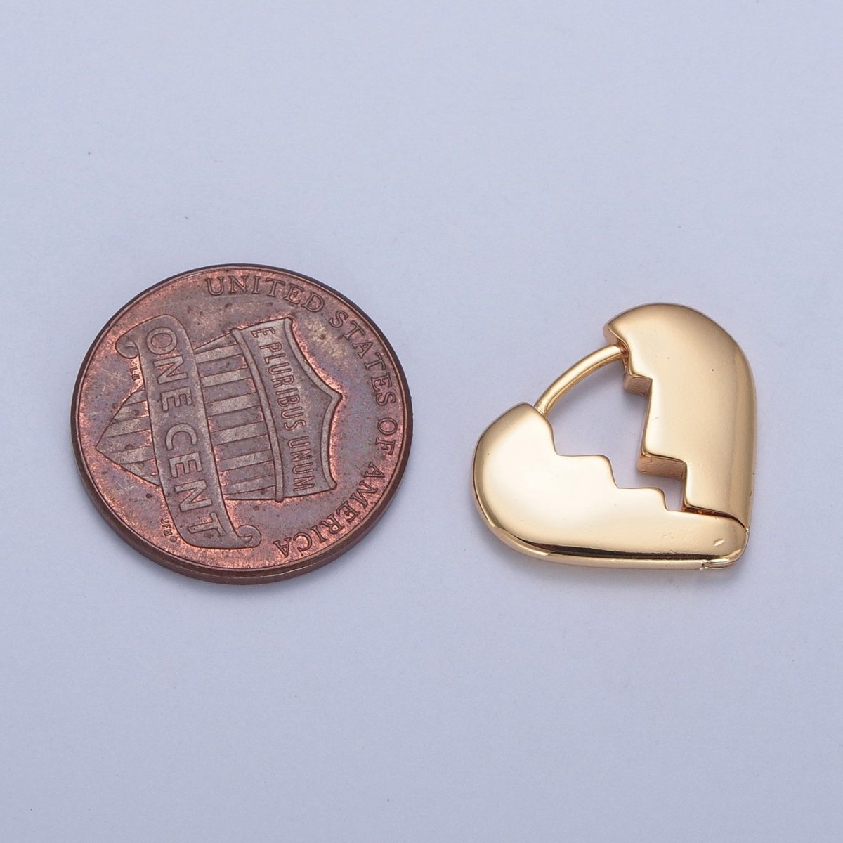 24K Gold Filled Broken Heart Heartbroken Love Huggie Hoop Earrings P-424
