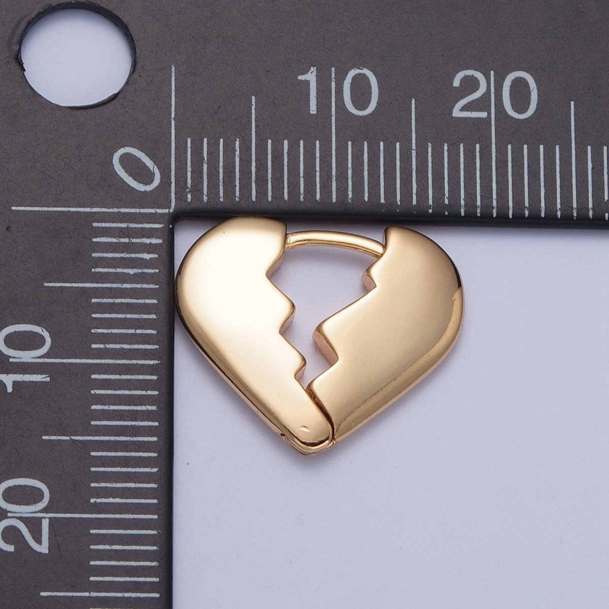 24K Gold Filled Broken Heart Heartbroken Love Huggie Hoop Earrings P-424