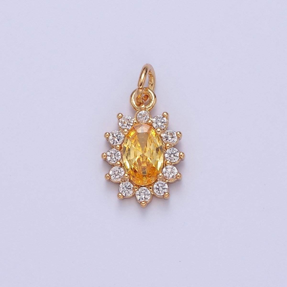 24K Gold Filled Celestial Sun Cubic Zirconia Charm For DIY Jewelry Necklace Making | X-082 - X-087