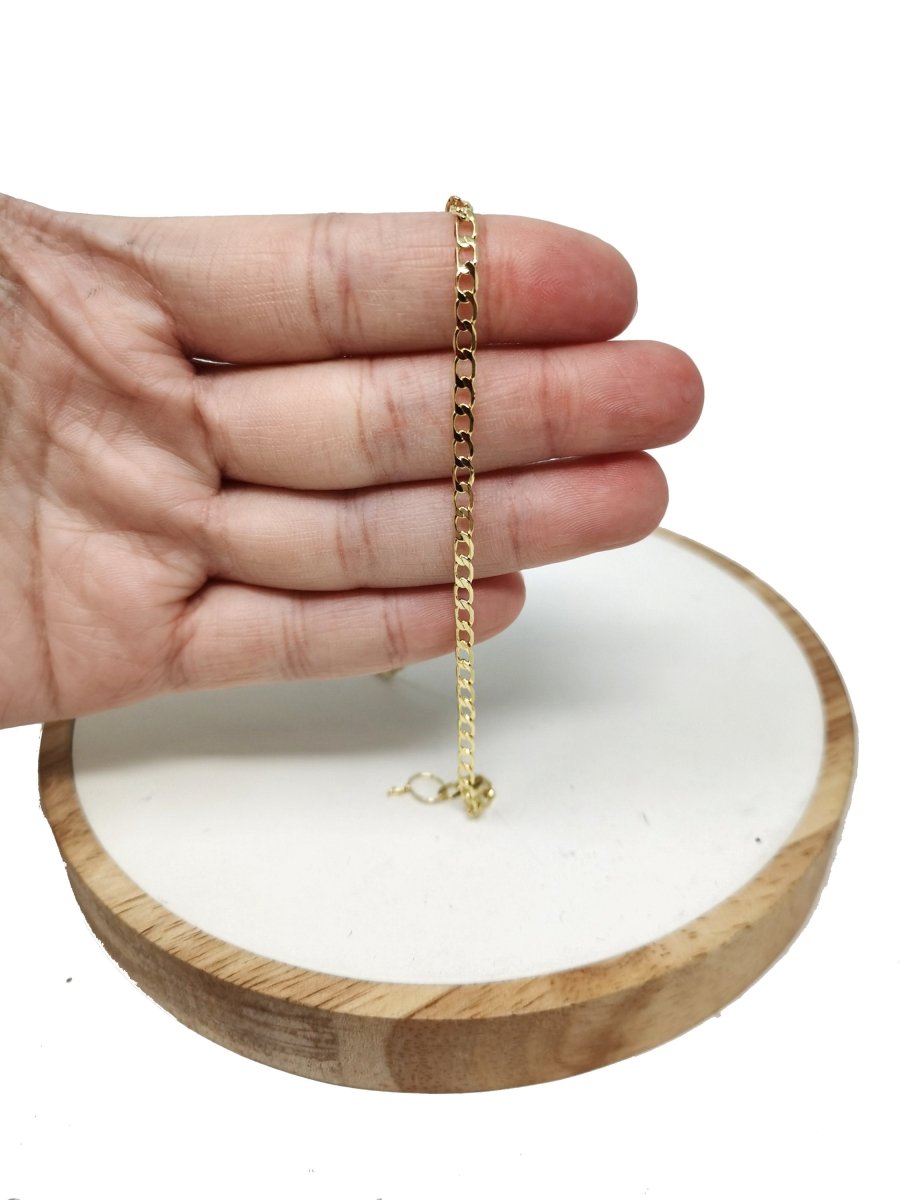 24K Gold Filled Chain Cuban Link Chain, Width 3mm Thickness, Gold Filled Finding Chain For Necklace Bracelet Jewelry Making | ROLL-087