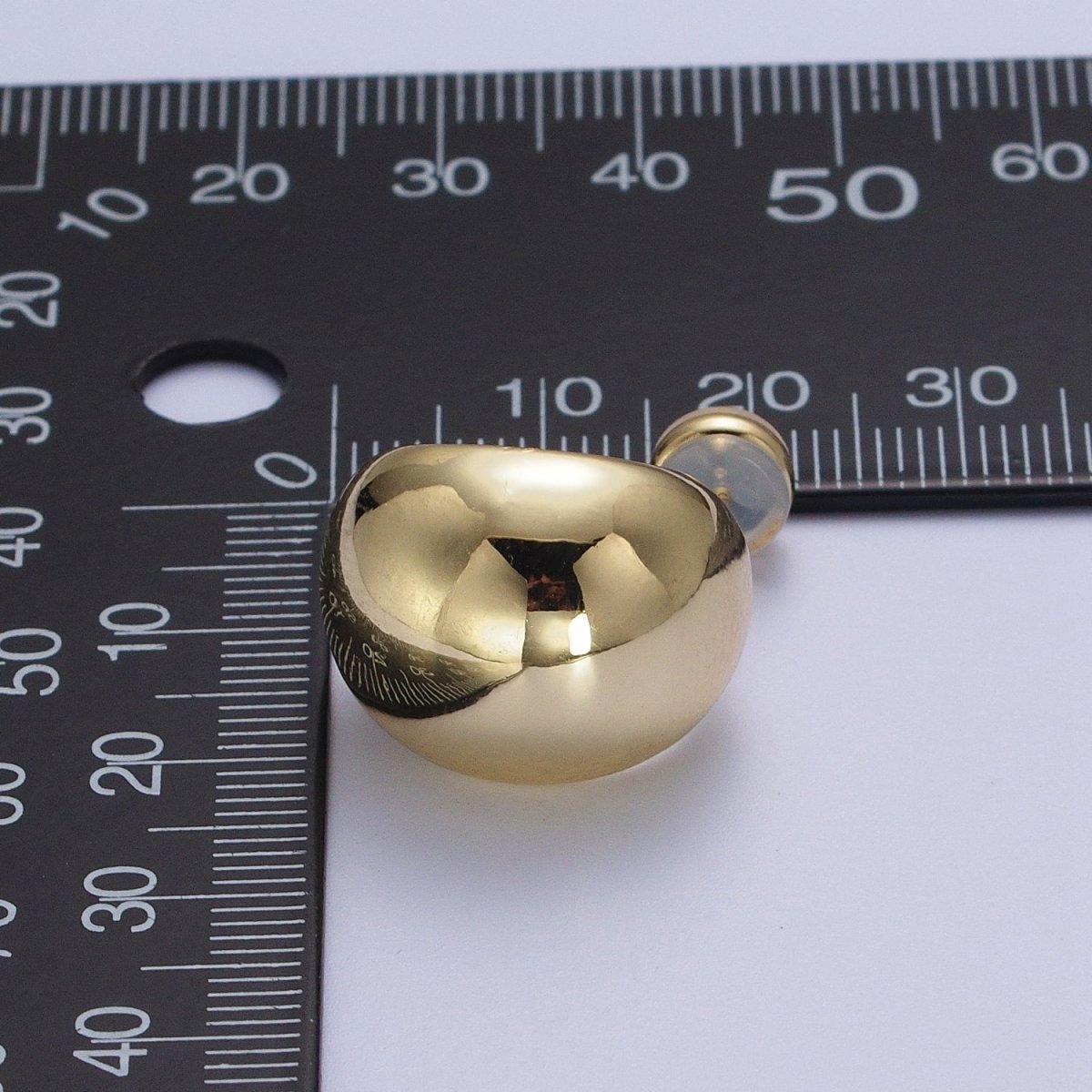 24K Gold Filled Chunky Wide Minimalist Dome Stud Gold Earrings | AE535