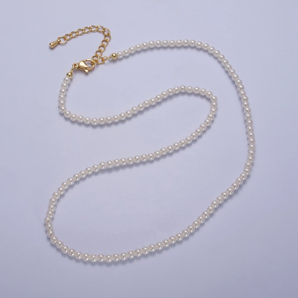 24k Gold Filled Classic Pearl Necklace 16.5 inch Bridal Necklace with Adjustable 2" Extender Chain | WA-1558 Clearance Pricing