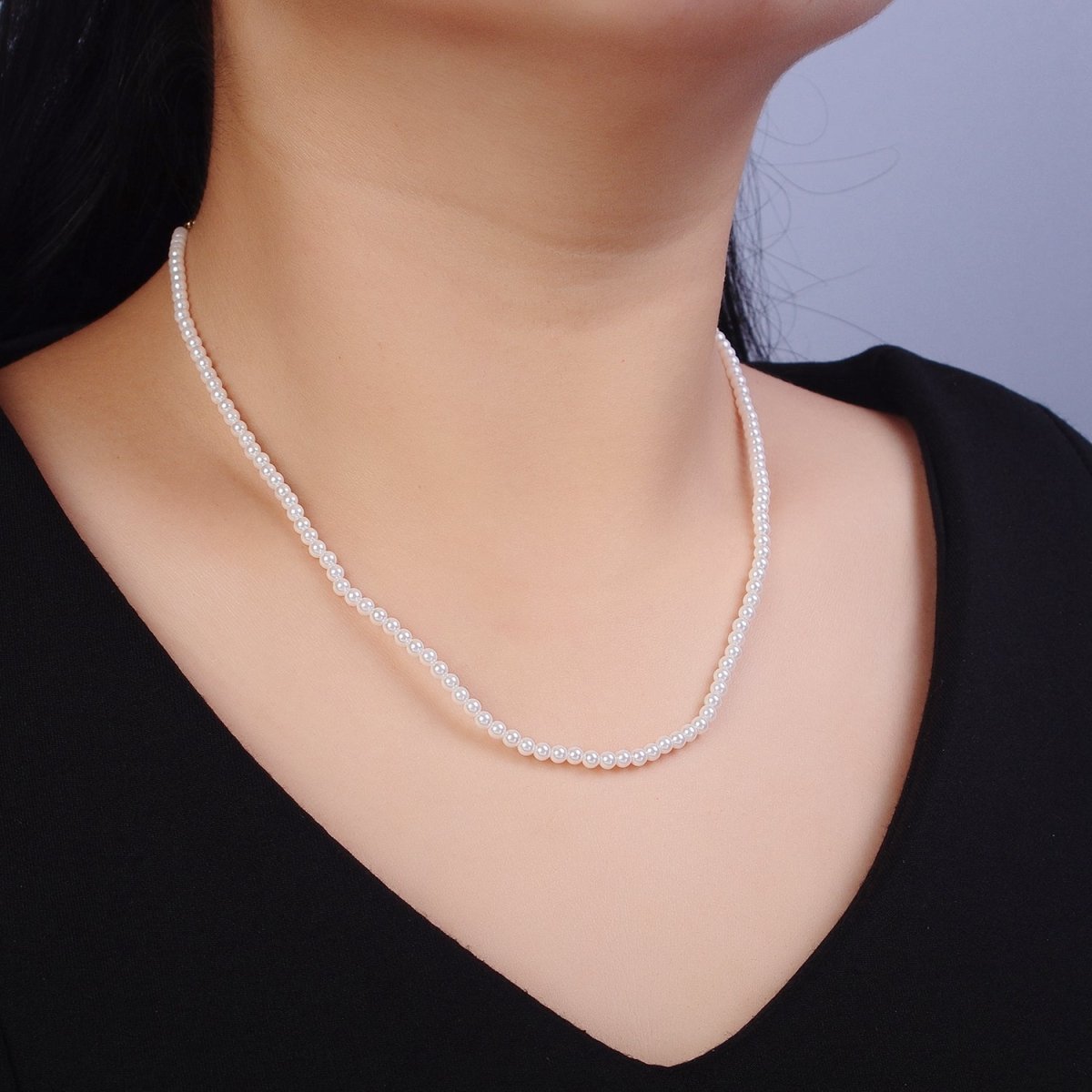 24k Gold Filled Classic Pearl Necklace 16.5 inch Bridal Necklace with Adjustable 2" Extender Chain | WA-1558 Clearance Pricing