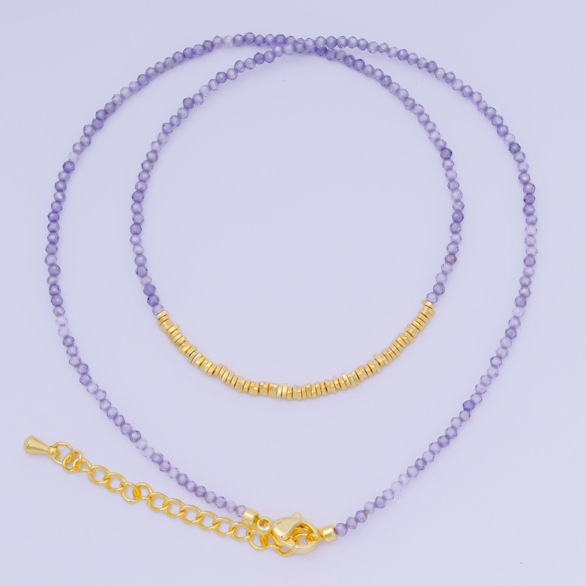 24K Gold Filled Colorful Gemstone Bead Necklace 16.92 Inch with Extender | WA-3626 - WA-3644