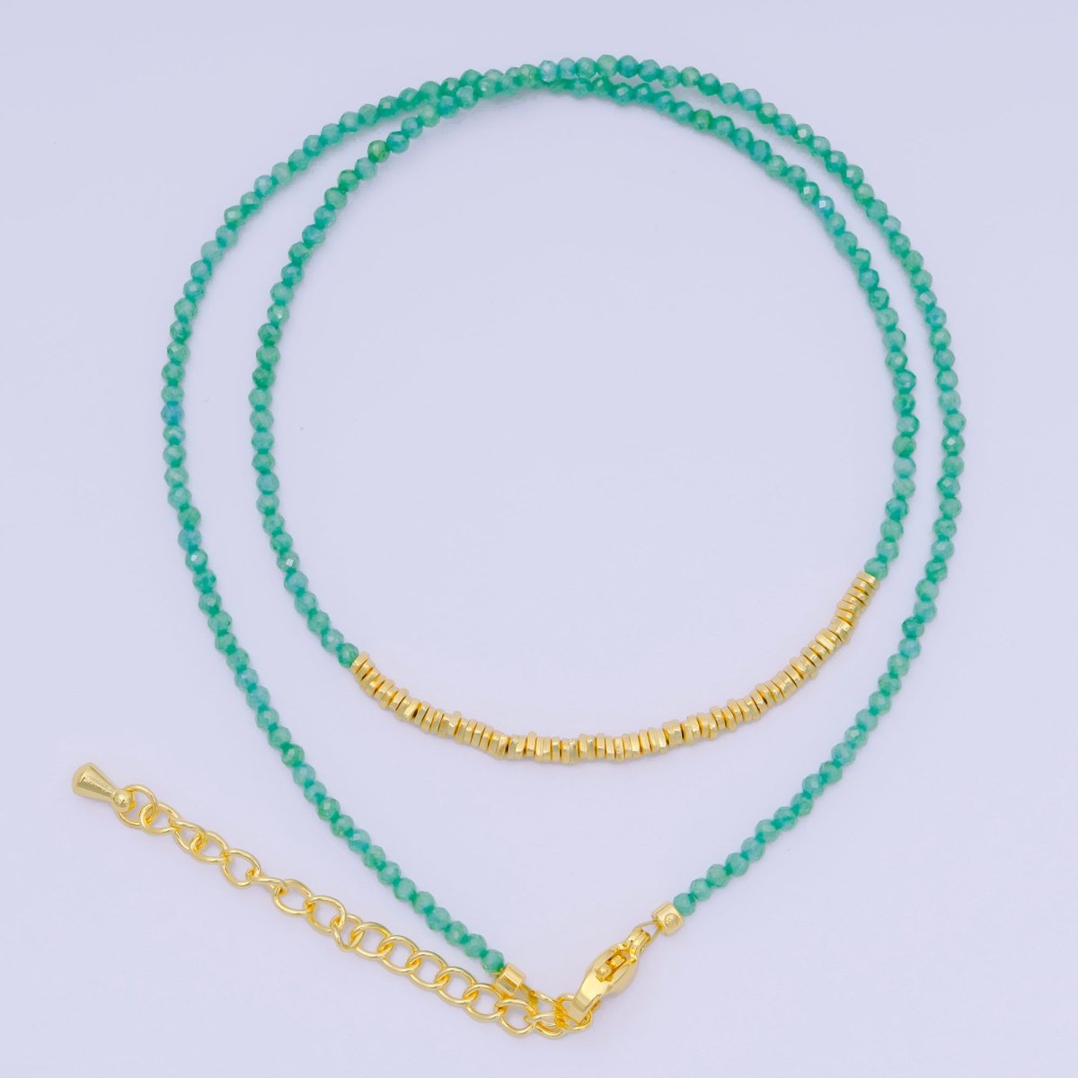24K Gold Filled Colorful Gemstone Bead Necklace 16.92 Inch with Extender | WA-3626 - WA-3644