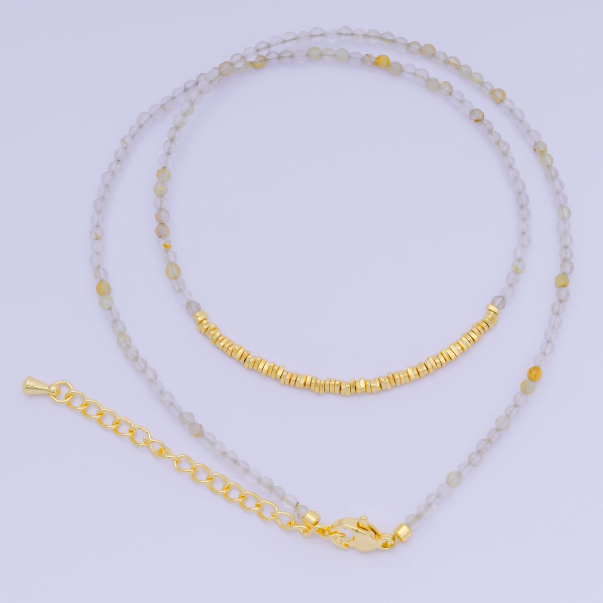 24K Gold Filled Colorful Gemstone Bead Necklace 16.92 Inch with Extender | WA-3626 - WA-3644
