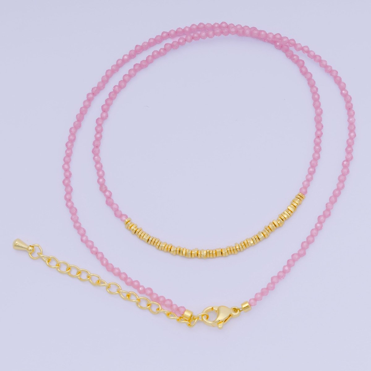 24K Gold Filled Colorful Gemstone Bead Necklace 16.92 Inch with Extender | WA-3626 - WA-3644