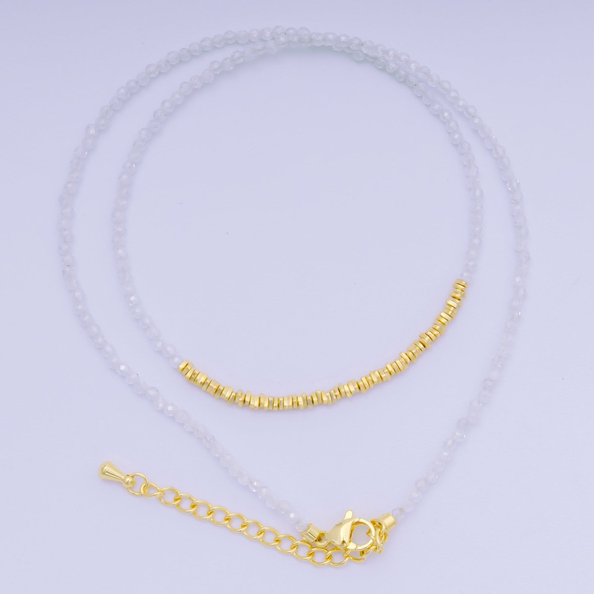 24K Gold Filled Colorful Gemstone Bead Necklace 16.92 Inch with Extender | WA-3626 - WA-3644