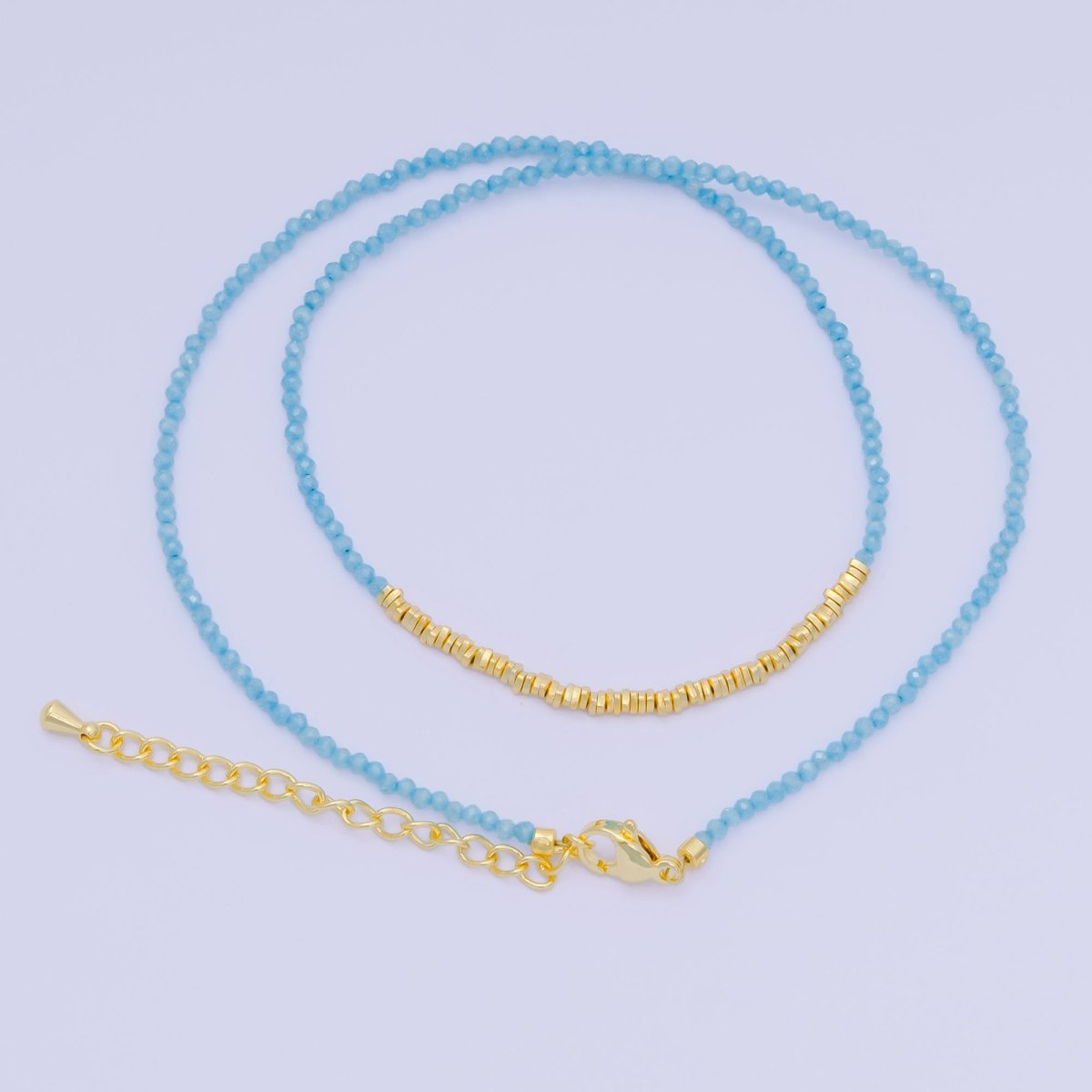 24K Gold Filled Colorful Gemstone Bead Necklace 16.92 Inch with Extender | WA-3626 - WA-3644