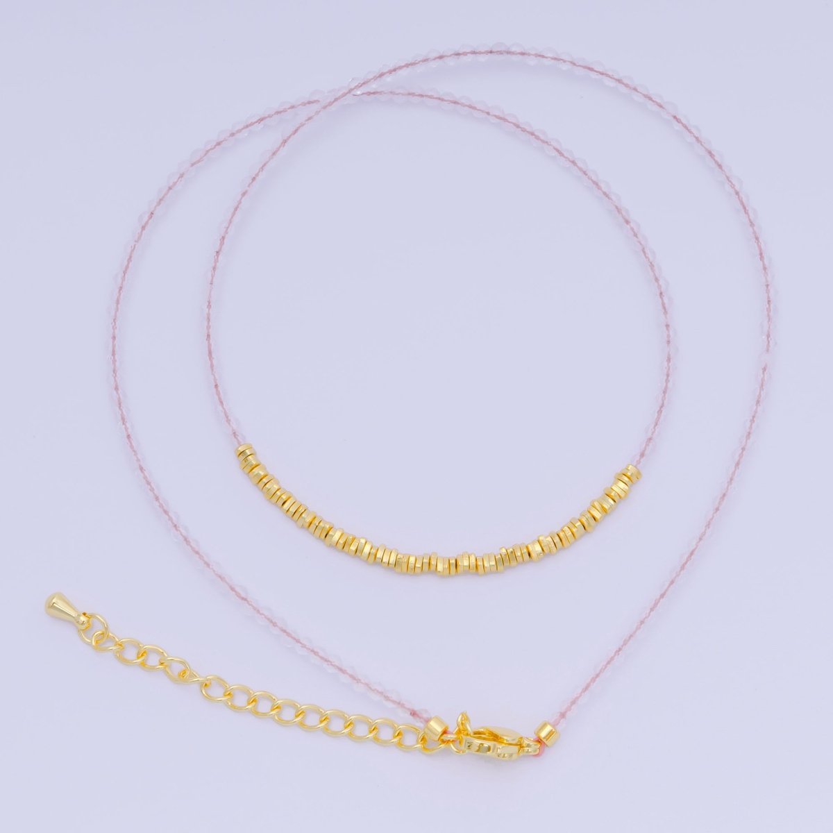 24K Gold Filled Colorful Gemstone Bead Necklace 16.92 Inch with Extender | WA-3626 - WA-3644