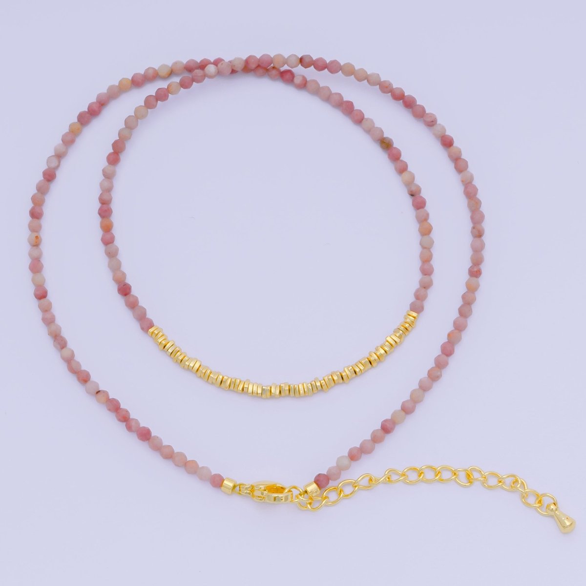 24K Gold Filled Colorful Gemstone Bead Necklace 16.92 Inch with Extender | WA-3626 - WA-3644