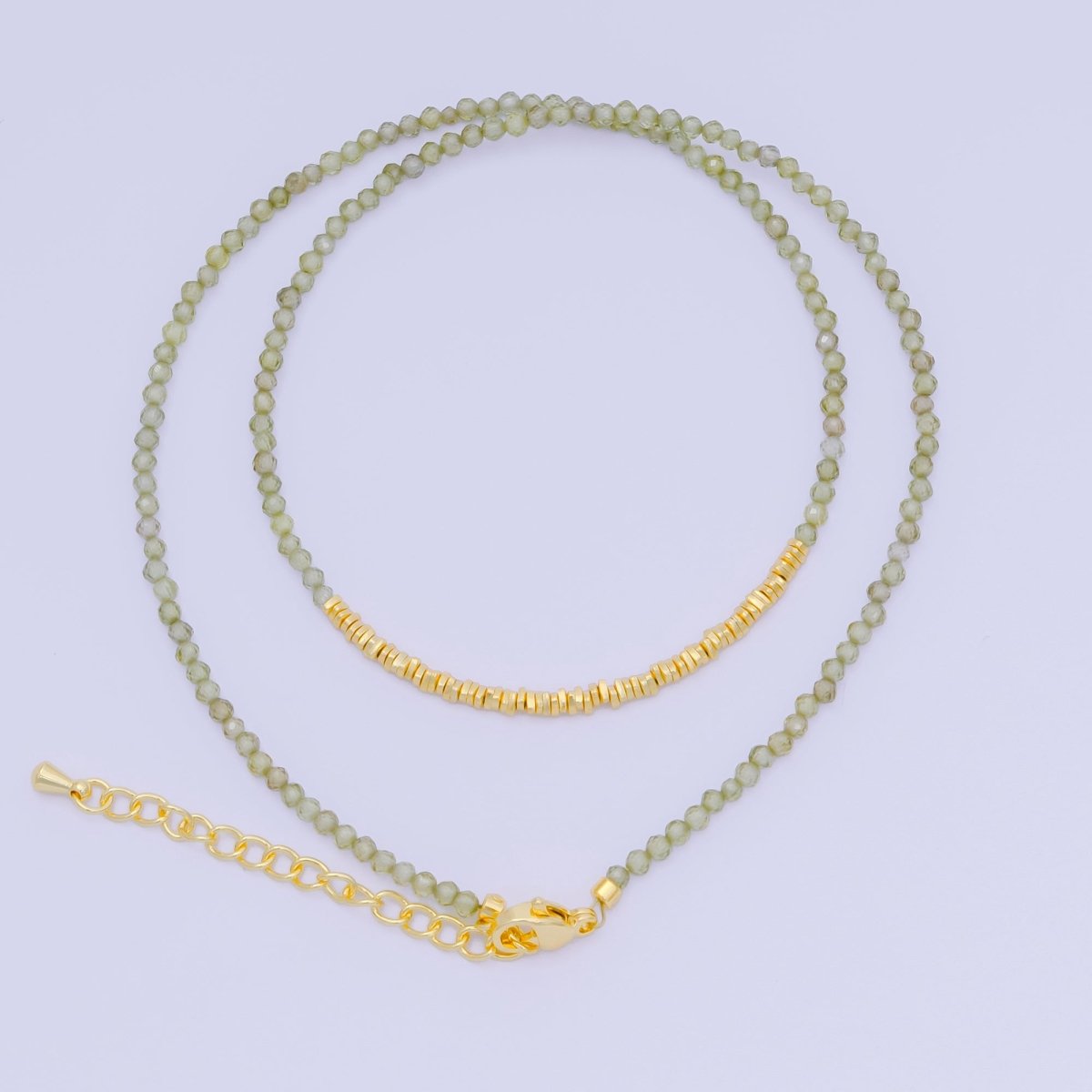 24K Gold Filled Colorful Gemstone Bead Necklace 16.92 Inch with Extender | WA-3626 - WA-3644