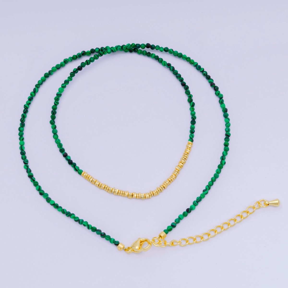 24K Gold Filled Colorful Gemstone Bead Necklace 16.92 Inch with Extender | WA-3626 - WA-3644