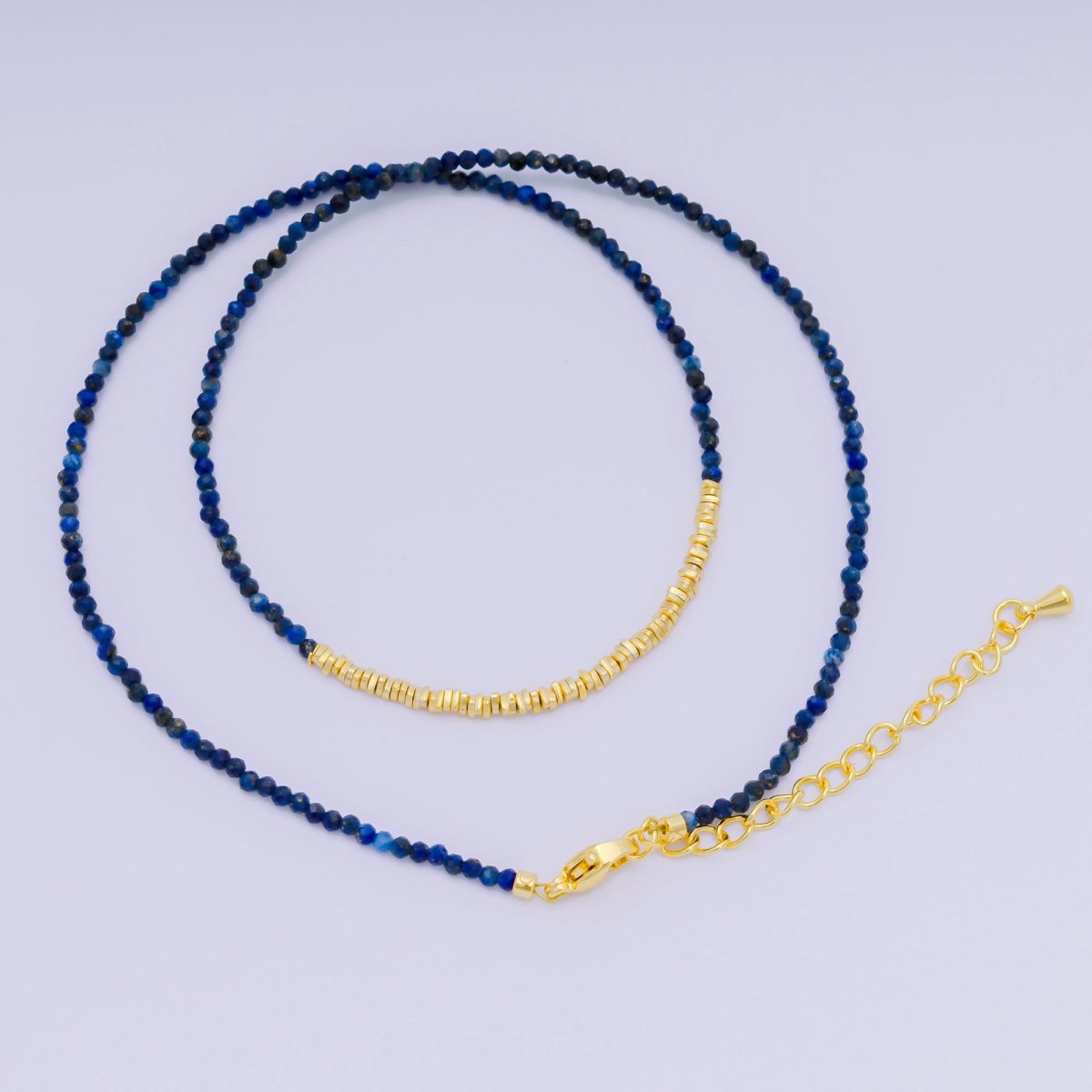 24K Gold Filled Colorful Gemstone Bead Necklace 16.92 Inch with Extender | WA-3626 - WA-3644