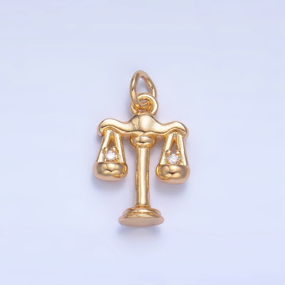 24K Gold Filled CZ Scales of Justice Law 3D Multidimensional Charm | W103