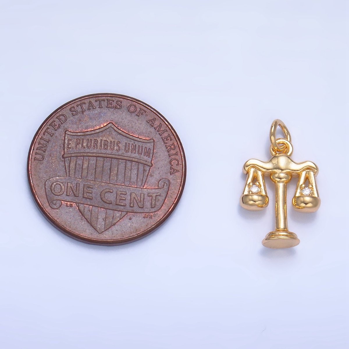 24K Gold Filled CZ Scales of Justice Law 3D Multidimensional Charm | W103