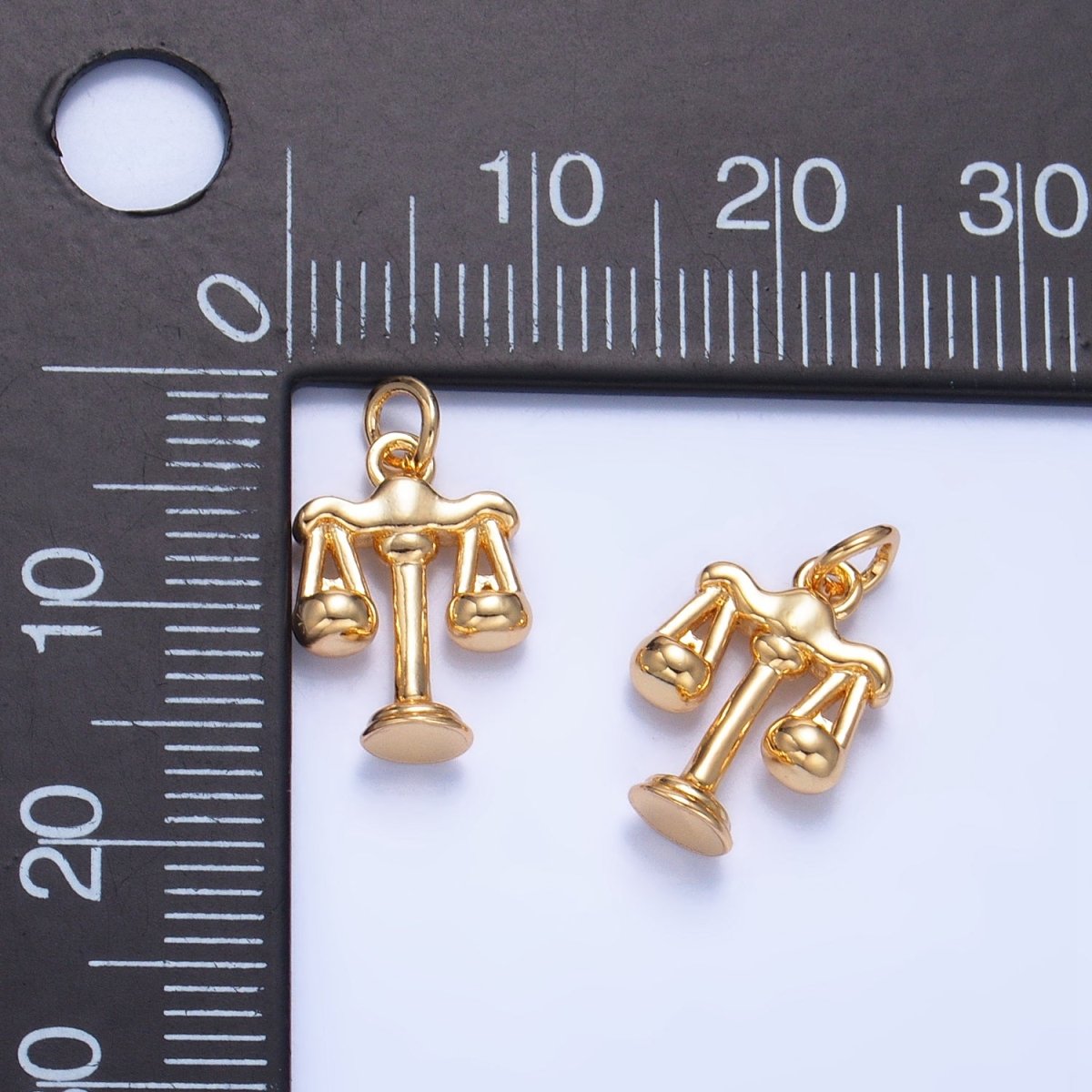 24K Gold Filled CZ Scales of Justice Law 3D Multidimensional Charm | W103
