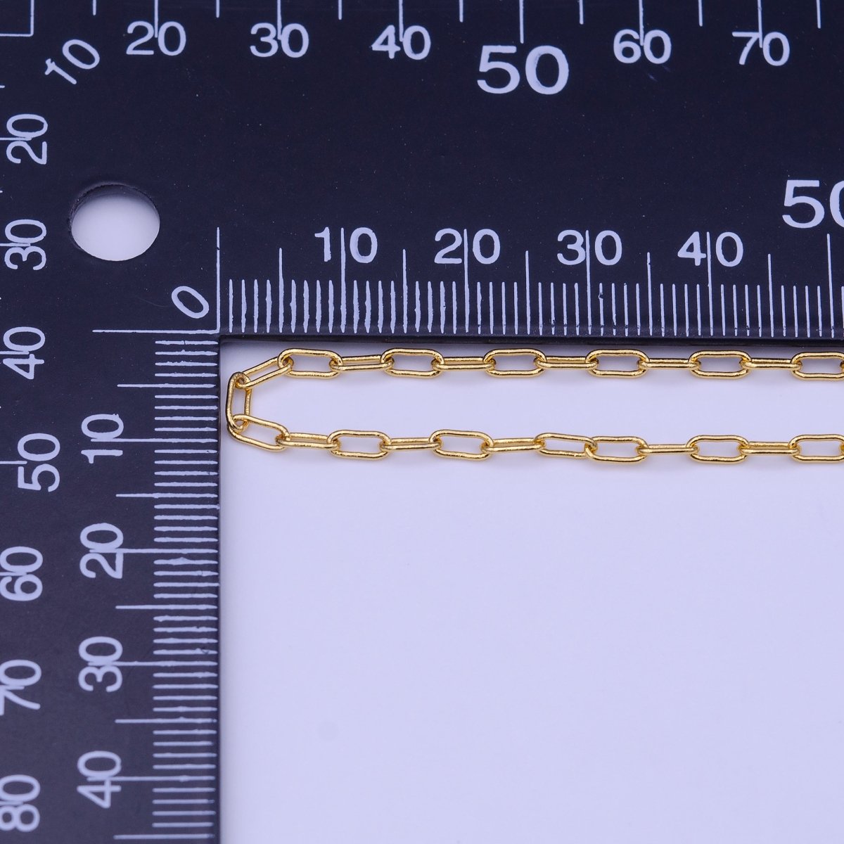 24K Gold Filled Dainty 2mm Width PaperClip 17.7 Inch Chain Necklace | WA-1454 Clearance Pricing