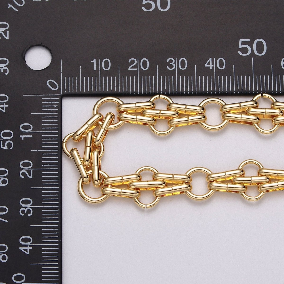24k Gold Filled Designed Rolo Multiple Oblong Link Unfinished Yard Chain in Gold & Silver | ROLL-1124 ROLL-1193 Clearance Pricing