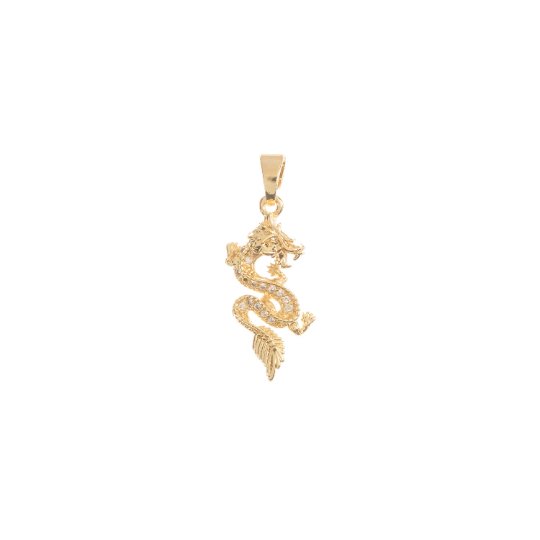 24k Gold Filled Dragon Pendant, Micro Pave Chinese Zodiac, Mythical Animals H-760