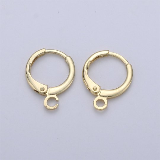 24k Gold Filled Earring Simple Round One Touch Earring jewelry Making, Earring supplies to put a charm dangle component, K-008