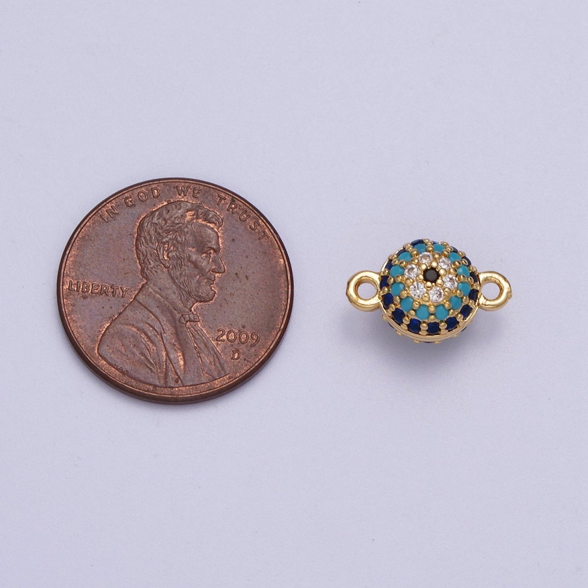 24K Gold Filled Evil Eye Ball Micro Paved CZ Connector | Y-659