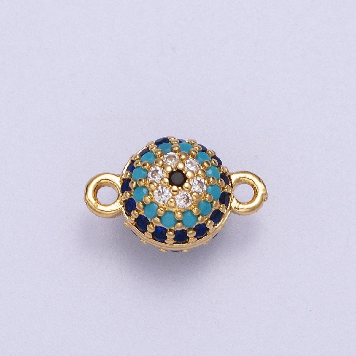 24K Gold Filled Evil Eye Ball Micro Paved CZ Connector | Y-659