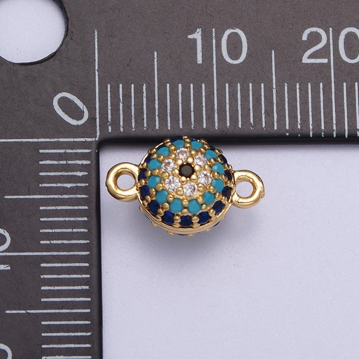 24K Gold Filled Evil Eye Ball Micro Paved CZ Connector | Y-659