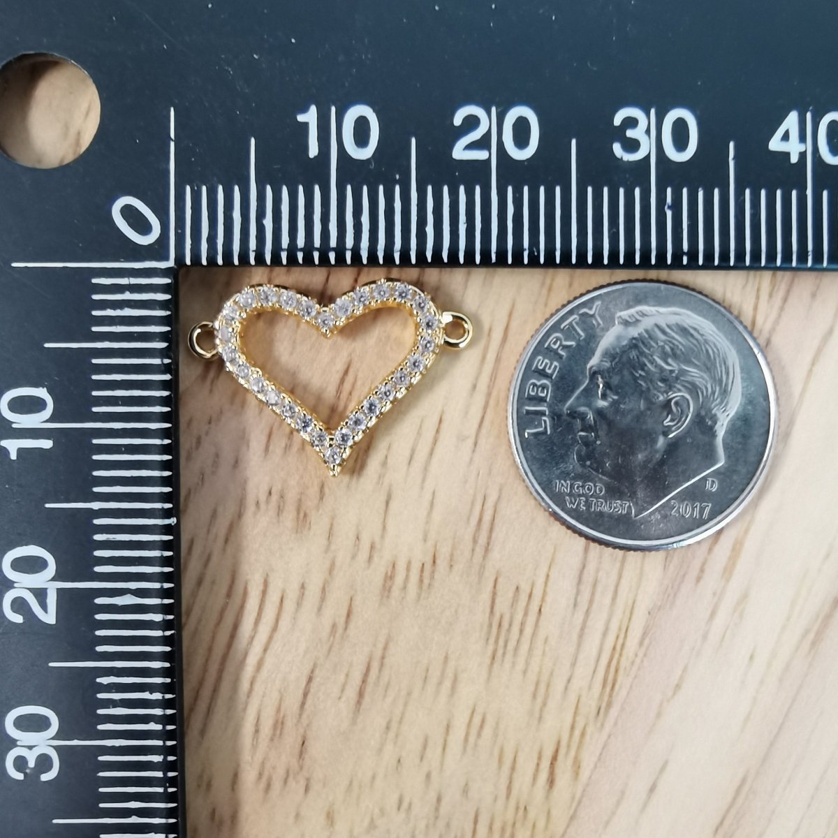 24K Gold Filled Golden Heart Love Connector Micro Pave CZ DIY Charm Necklace Bracelet Earrings Findings for Jewelry Making F-419